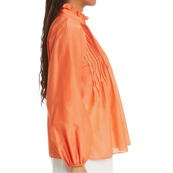 💐KOBI HALPERIN Kendall Cotton & Silk Blend Blouse Tangerine size M - Picture 5 of 11